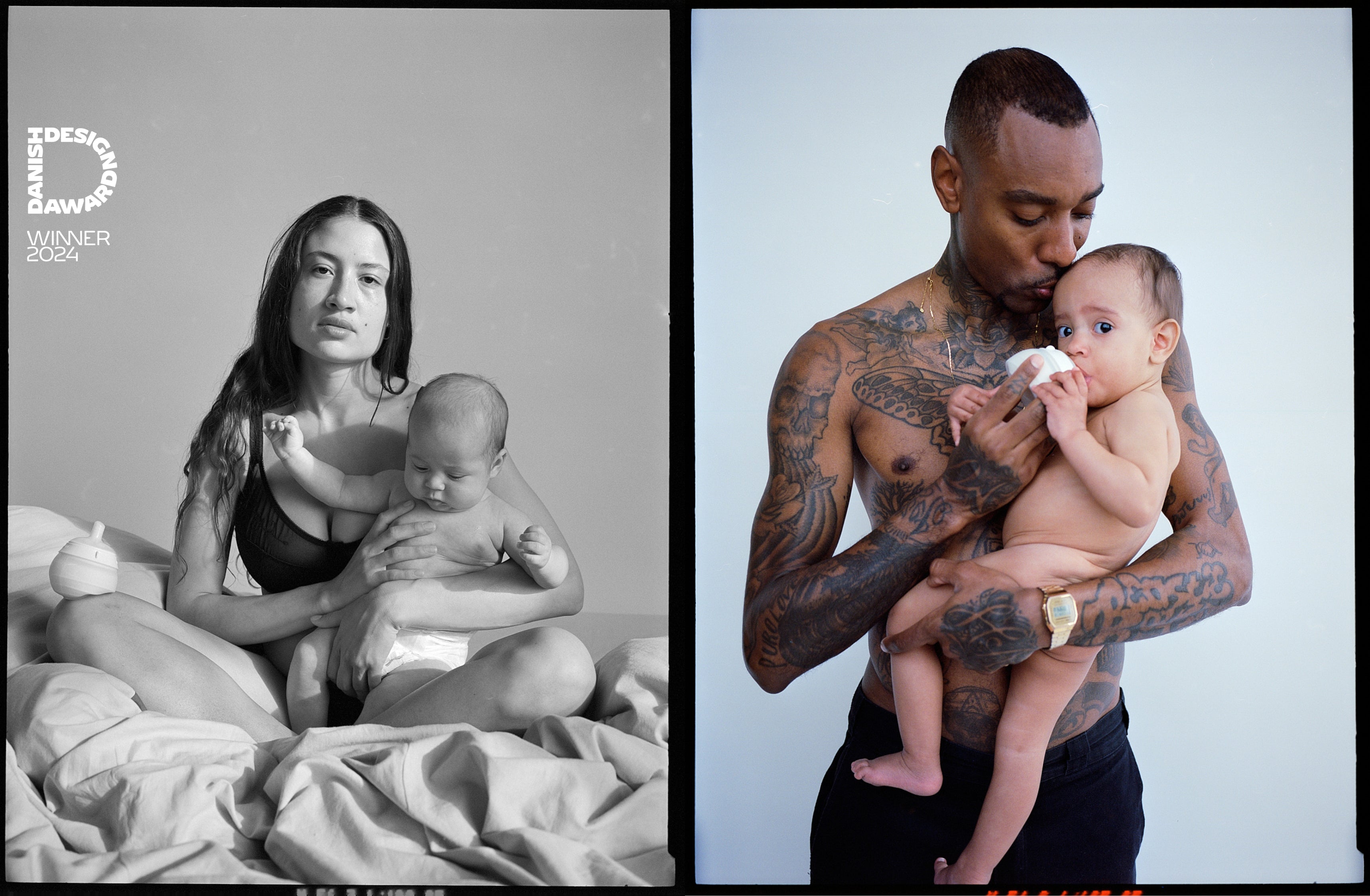 Families feeding their babies with innovative baby bottle from caramma. Petra Kleis campaign